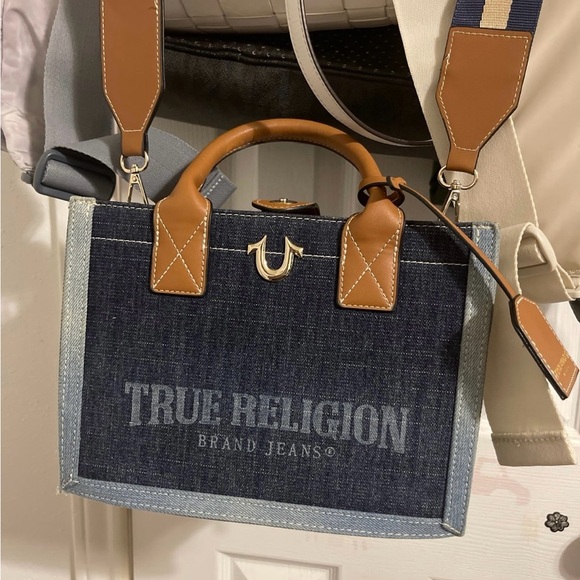 True Religion Handbags - True Religion Blue and Brown women’s Crossbody